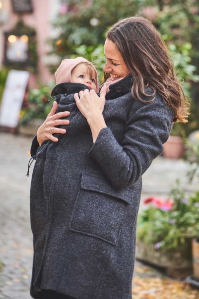 Mamalila Vienna anthrazit manteau capuche maternité et de portage 4-en-1